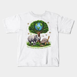 Save Bees Rescue Animals Recycle Plastic Earth Day Kids T-Shirt